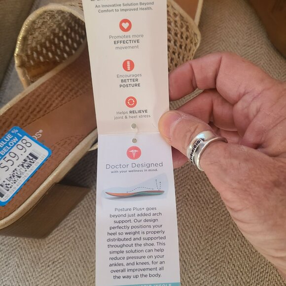 Baretraps Posture Branda Slip on Sandal Beige & Gold Size 10 New Orthotic Sole - Picture 10 of 10